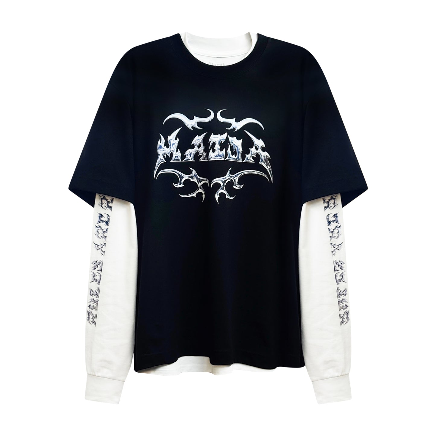 Chrome White Long Sleeve + Black Tee Combo