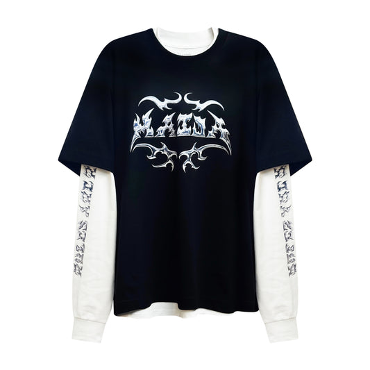 Chrome White Long Sleeve + Black Tee Combo