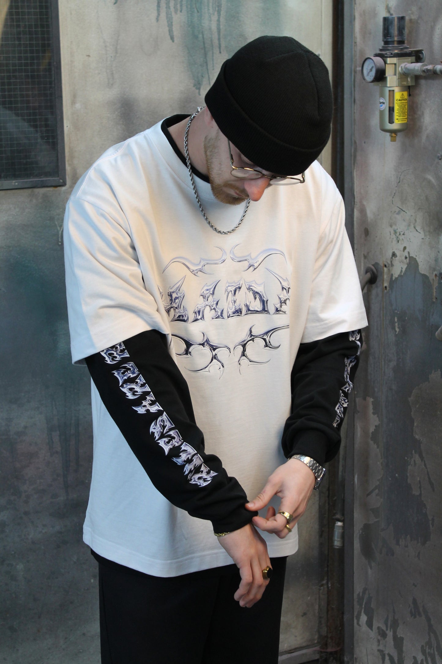 Chrome Black Longsleeve + White Tee Combo
