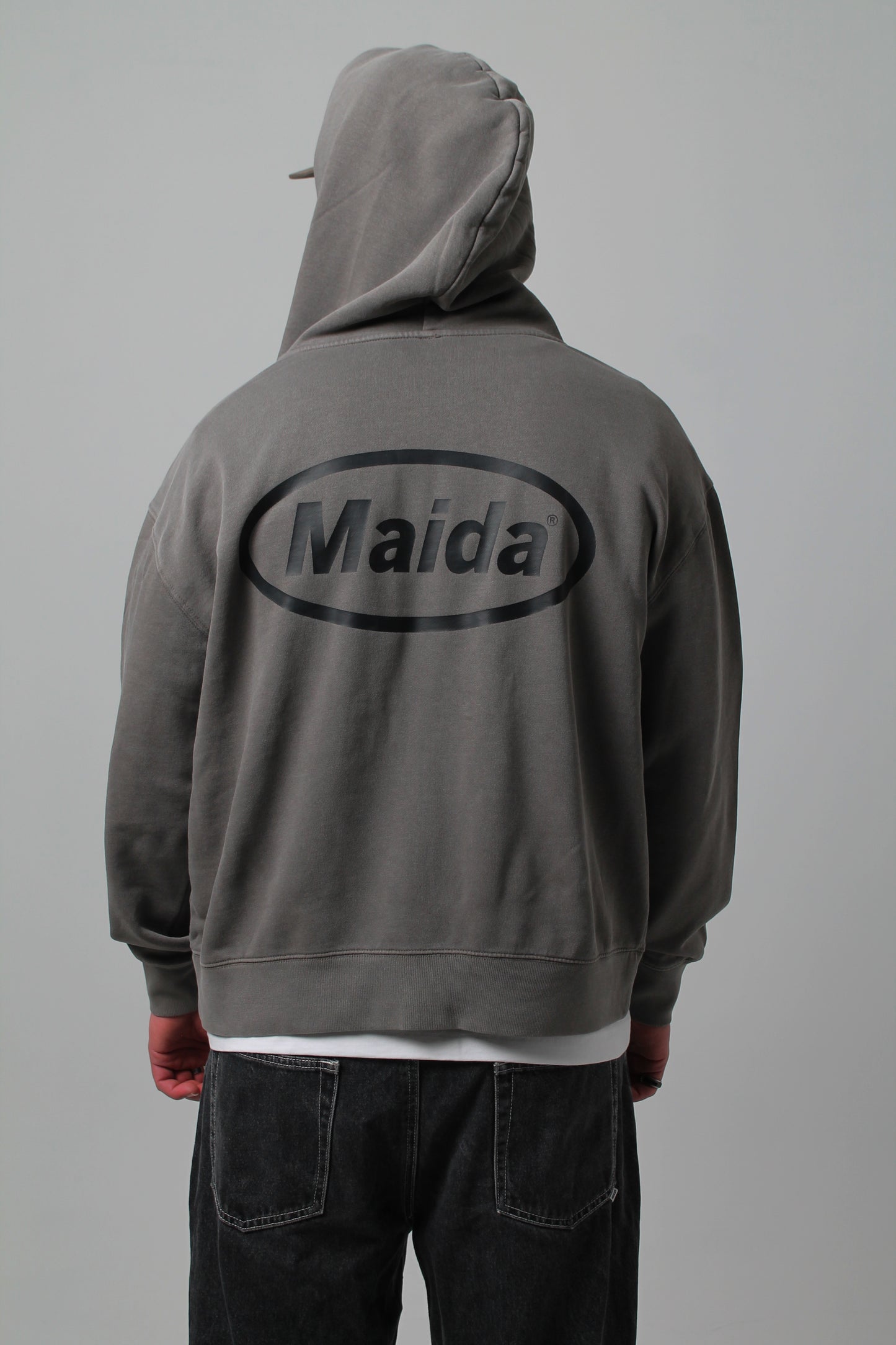 Faded Grey Zip Up Hood